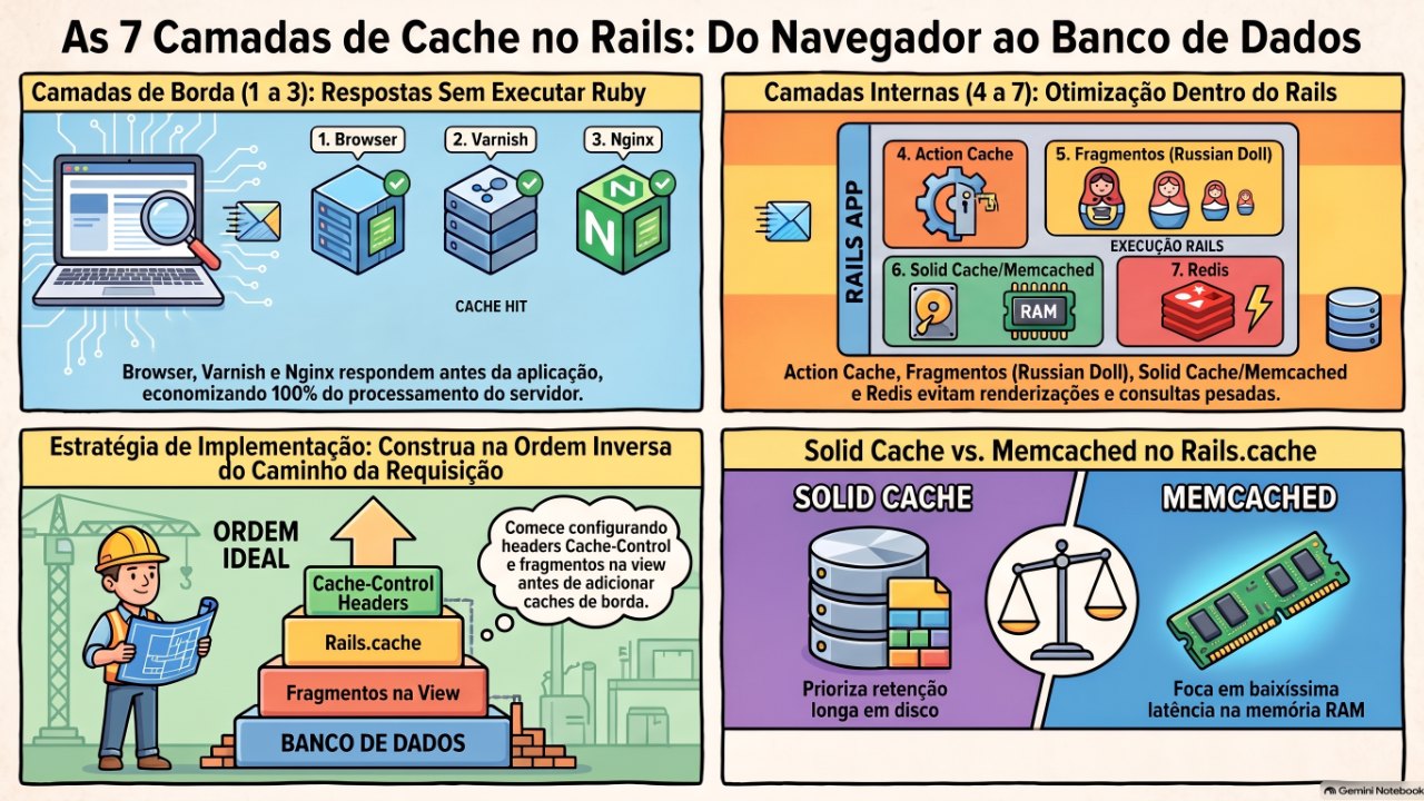 Sete camadas de cache em uma aplicação Rails, do navegador ao banco de dados