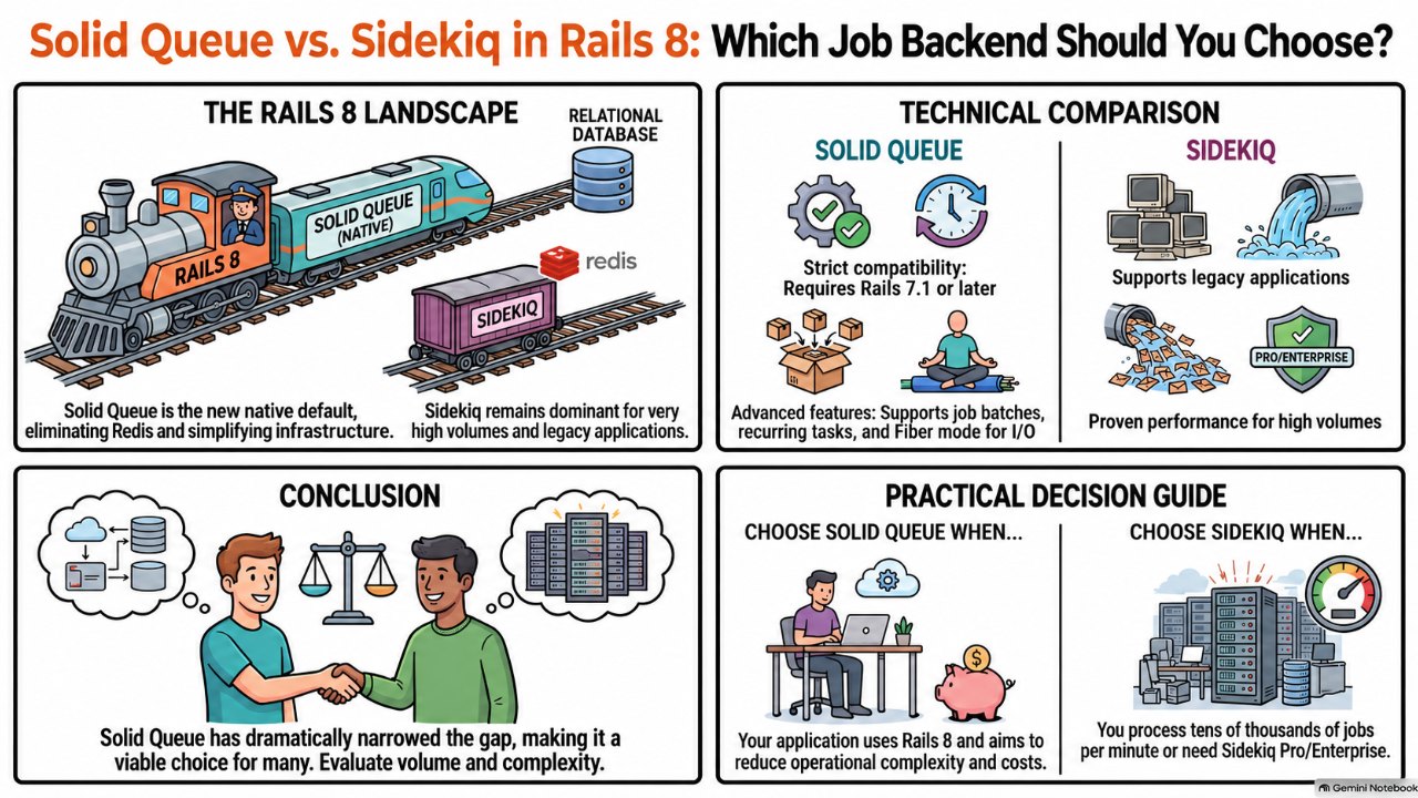Solid Queue or Sidekiq? Choosing a Background Job Backend for Rails 8 in 2026