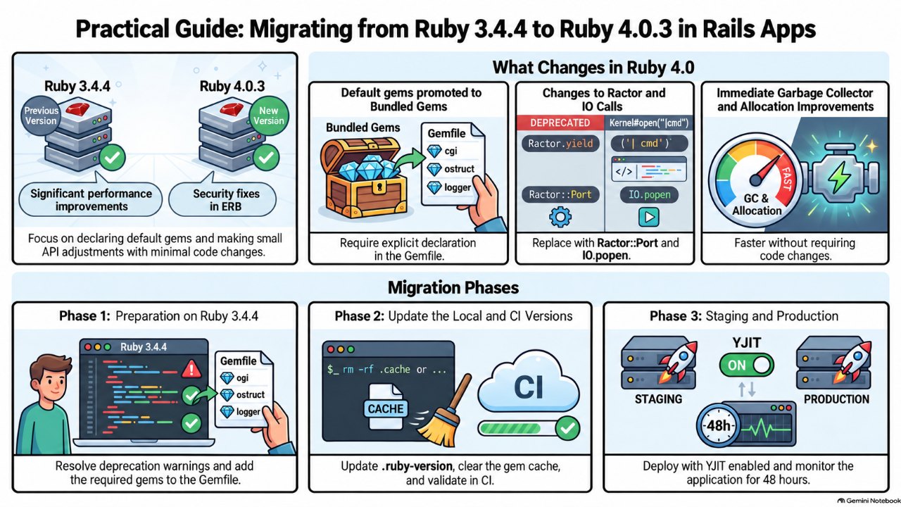 Upgrading from Ruby 3.4.4 to Ruby 4.0.3: a step-by-step guide for Rails apps